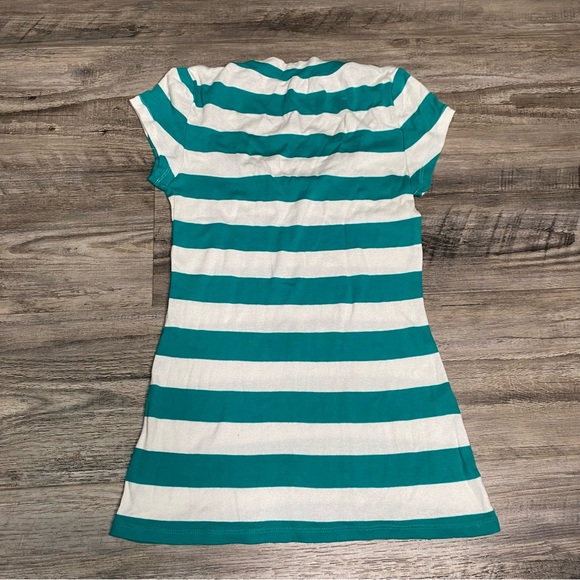 Express Sexy Basic Women’s Sz S Green/White t-Shirt Short Sleeve Round Neck -EUC - Picture 5 of 5